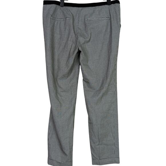 Zara Gingham Straight Leg Crop Slim Pant Ankle Fold Detail Pocket M Black White - Picture 15 of 16